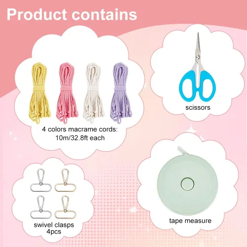 Miniatura 2 de INFUNLY Juego de 4 llaveros de macramé con forma de corazón, mini llaveros de macramé estilo bohemio para bolsas de macramé, colgantes de corazón