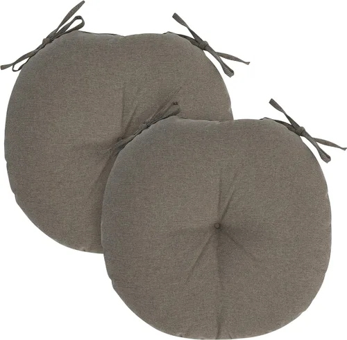 Miniatura 20 de FUNHOME Juego de 2 cojines para sillas bistró de 15"x15"x4", repelentes al agua, redondos, cojines para sillas de exterior con lazos, almohadillas