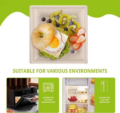 Miniatura 5 de LIYH Paquete de 200 platos de papel cuadrados de caña de azúcar compostables de 6 pulgadas, platos de postre biodegradables y de cóctel desechables