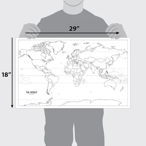 Miniatura 2 de Paquete de 4 pósteres en blanco de mapa de Estados Unidos y del mundo + mapas del mundo y Estados Unidos [océano azul] (laminado, 18 x 29 pulgadas)