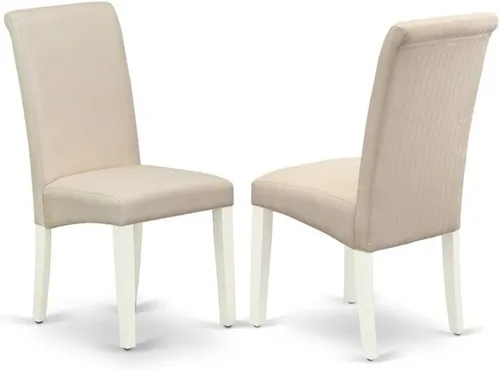 East West Furniture BAP2T01 Barry Parson - Juego de 2 sillas de comedor tapizadas de tela de lino crema, color blanco lino
