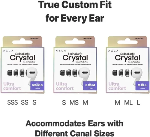 Miniatura 6 de AZLA Cristal para Airpods Pro de 1ª y 2ª generación (M/ML/L) – Reemplazo de la punta del oído de Airpod Pro – Puntas de Airpod Pro con silicona