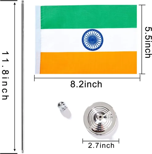 Miniatura 2 de ZXvZYT Paquete de 2 banderas indias de mesa pequeñas indias con base de soporte, decoración de eventos de festivales internacionales, celebraciones