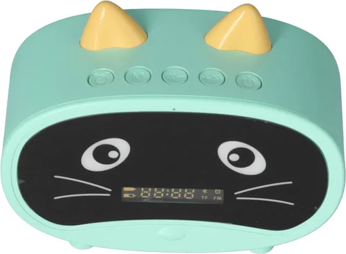 Miniatura 8 de Altavoz Bluetooth, radio despertador pequeña para dormitorios, alarma doble, pantalla LED, bonito diseño de oreja de gato compatible con memoria