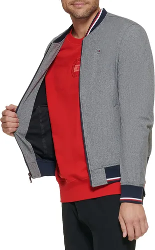Miniatura 3 de Tommy Hilfiger Men's Lightweight Varsity Rib Knit Bomber Jacket