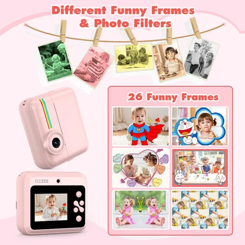 Miniatura 3 de Cámara para niños, impresión de fotos instantánea, cámaras duales de video digital HD para niños pequeños, cámara digital para niños que imprimen