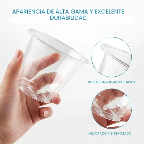 Miniatura 3 de Turbo Bee Paquete de 300 vasos de plástico transparente de 9 onzas, vasos desechables de cristal, vasos de plástico PET para fiestas, vino, jugo