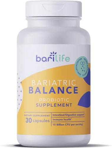 Bari Life Suplemento probiótico, probióticos bariátricos posoperatorios para la salud digestiva, 30 cápsulas fáciles de tragar, 15 mil millones de