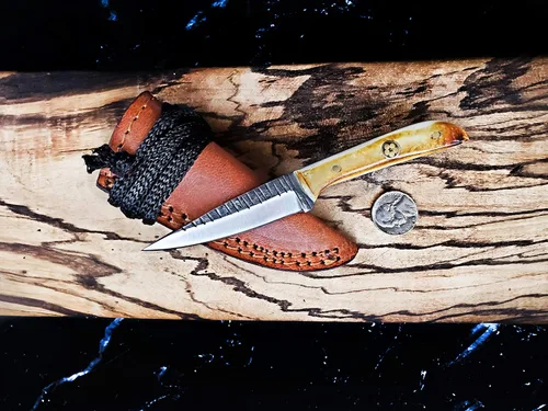 Miniatura 9 de Cuchillo de despellejado Titan International Knives TC-30 de acero Carbono 1080 Cuchillo de utilidad hecho a mano EDC Hoja fija