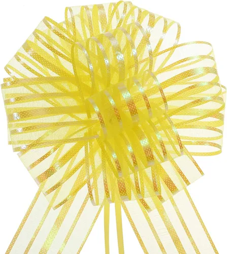 Miniatura 11 de MECCANIXITY 5 lazos metálicos de organza de 4 pulgadas para envolver regalos, color rosa claro para cestas de boda, regalos de Navidad, día de San