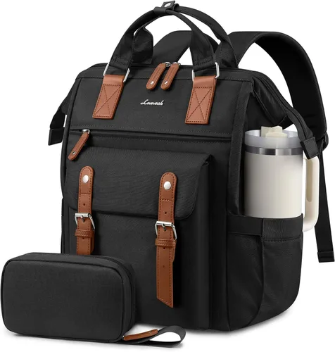 Miniatura 27 de LOVEVOOK - Mochila para laptop de mujer, bolsa de trabajo, viaje, computadora, mochila para maestra o enfermera, bolsa para libros, beige verde