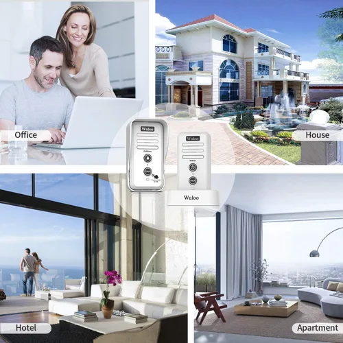 Miniatura 8 de Wuloo Timbre de puerta de intercomunicador inalámbrico para intercomunicador doméstico (1 y 1 blanco)