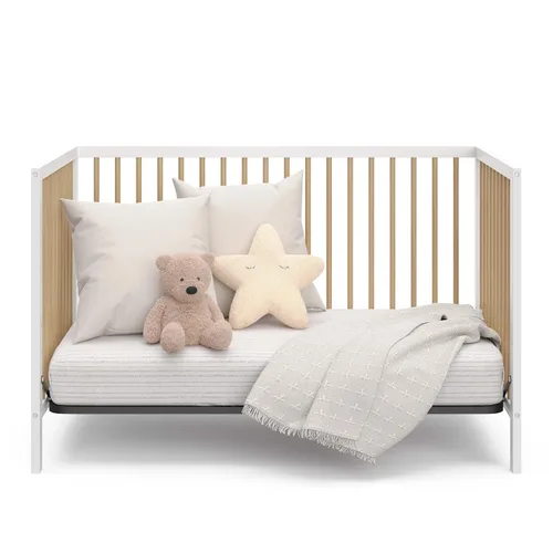 Miniatura 10 de Graco Teddi cuna convertible 5 en 1 (blanco con madera flotante) – Certificado GREENGUARD Gold, se convierte en cama de día, cama infantil y cama
