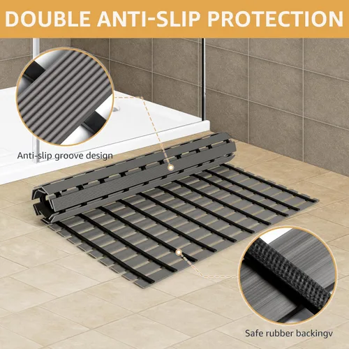 Miniatura 5 de Yolife Alfombra de Ducha Grande de PVC, 35.4 × 24 Pulgadas Sin Ventosas Antideslizante para Piso de Ducha, Fácil de Cortar y Curvable Alfombra