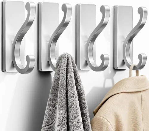 Miniatura 9 de Ganchos de Pared Negros para Abrigos, Paquete de 6 Ganchos Autoadhesivos de Montaje en Pared para Ropa, Toallas, Llaves, Cartera, Mochila, Bolsa