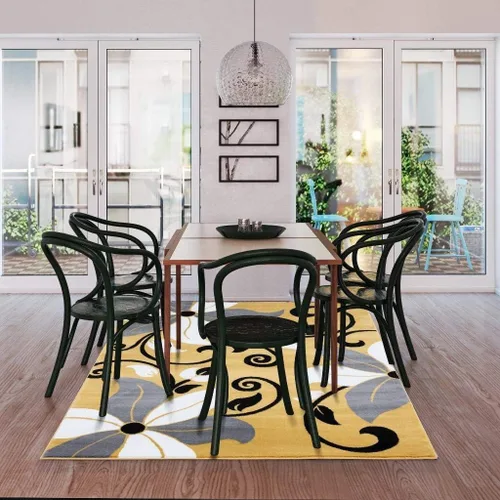 Miniatura 8 de LUXE WEAVERS 9242 Victoria - Alfombra moderna floral amarilla de 5 x 7 Amarillo