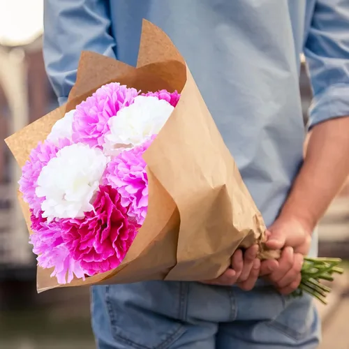 Miniatura 7 de Paquete de 120 claveles artificiales con tallos, cabezas de flores de caléndula artificiales, flor eterna, pompones artificiales de seda para fiesta