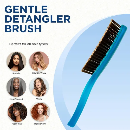 Miniatura 5 de Giorgio GION1B - Cepillo desenredante suave para el cabello, color azul neón, de 7.75 pulgadas, para hombres y mujeres. Cerdas suaves para cuero