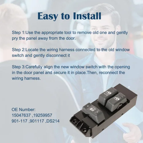 Miniatura 6 de Master - Interruptor de ventana eléctrica para lado del conductor compatible con Chevy Silverado GMC Sierra 1500 2500 2500HD 3500 1999-2002