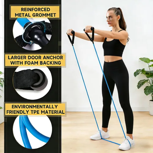 Miniatura 3 de 20 bandas de resistencia con asas para entrenamientos en casa, juego de bandas de ejercicio universales para terapia física y rehabilitación