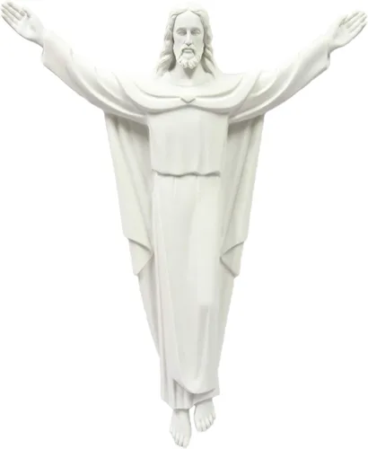 Vittoria Collection Escultura de estatua de pared blanca de la resurrección resucitada de Jesucristo de 32 pulgadas, fabricada en Italia