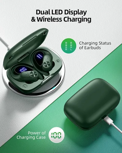 Miniatura 3 de PocBuds Auriculares Bluetooth Inalámbricos 80hrs Tiempo de Reproducción Estuche de Carga Inalámbrica Pantalla Digital Auriculares Deportivos