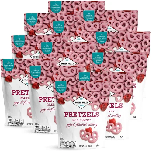 Miniatura 9 de Hayden Valley Foods Pretzels cubiertos con sabor a yogur de arándanos Bolsas de 5 onzas (paquete de 3) Sin sabores artificiales, conservantes