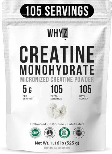 Monohidrato de creatina en polvo, micronizado y sin sabor, suplemento de creatina para hombres y mujeres, apoyo muscular, fuerza y recuperación, 105