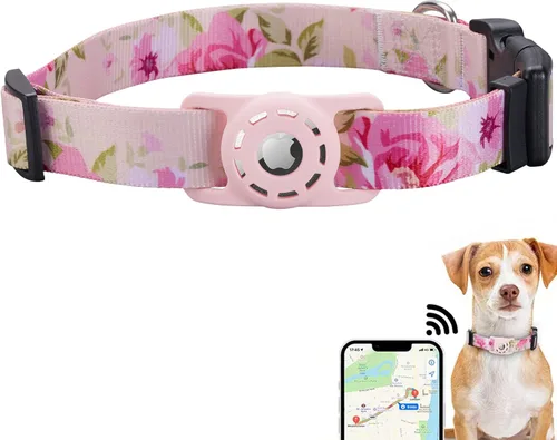 Miniatura 8 de Collar reflectante para perro, compatible con AirTag, collar de nailon para perros pequeños, medianos, grandes y extra grandes Naranja