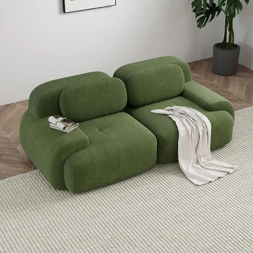 Miniatura 47 de Sofá modular sin hueso de 117 pulgadas, sofá modular en forma de L para sala de estar, sofá comprimido con asiento profundo, sofá nube de pana