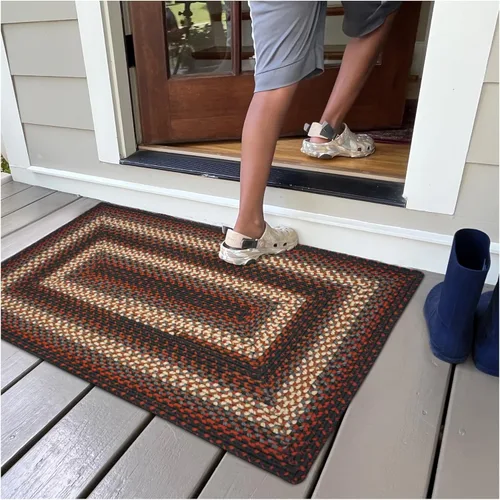Miniatura 77 de Alfombra ovalada trenzada gris humo de 20 x 30 pulgadas, lavable para interiores y exteriores, decoración campestre para cocinas y entradas