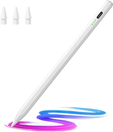 Hastraith Lápiz capacitivo para iPad (2018-2025) - Carga rápida de 13 minutos con sensibilidad de inclinación y rechazo de palma para iPad Blanco
