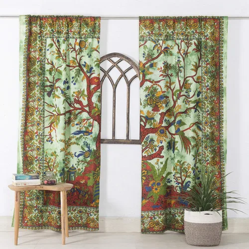 Miniatura 14 de Popular Handicrafts Paneles de Cortina Mandala Tie Dye del Hermoso Árbol de la Vida Hippie Bohemio Indio Turquesa