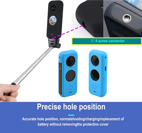 Miniatura 5 de Accesorios de protección para Insta360 One X2, funda de goma para cámara de acción con kit de cubierta de lente de silicona (negro)