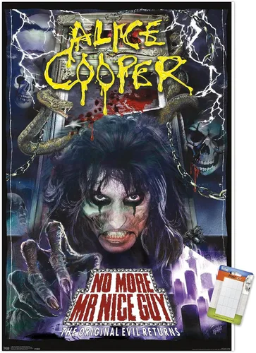 Miniatura 10 de Trends International Alice Cooper - Póster de pared No More Mr. Nice Guy, 14.725 x 22.375 pulgadas, versión enmarcada de madera de granero