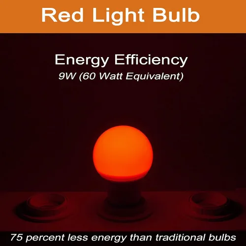 Miniatura 2 de GREENIC Bombillas rojas de 9 W (equivalente a 60 vatios), base E26 de 120 V, luces LED rojas A19 para dormitorio, porche, vacaciones, fiesta, día
