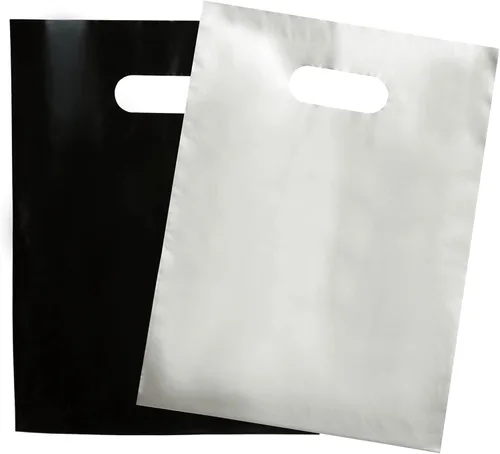 Choice Marts-200 bolsas de plástico: 100 bolsas negras y 100 bolsas plateadas, 1.5 mil de grosor, 9 x 12 pulg , bolsas brillantes c/asas para
