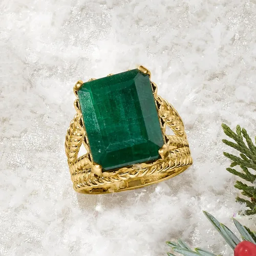Miniatura 5 de Ross-Simons Anillo de 15.00 quilates esmeralda multihilera en oro de 18 quilates sobre plata esterlina