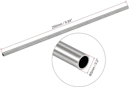 Miniatura 2 de uxcell Tubo redondo de acero inoxidable 304 0.197 in OD 0.024 in espesor de pared 9.843 in longitud 3 piezas