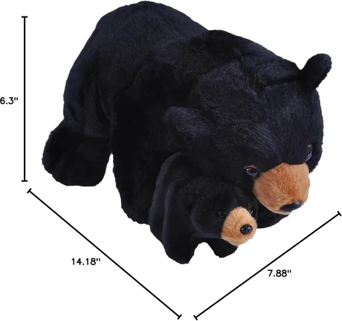 Miniatura 6 de Wild Republic Mom & Baby - Oso negro de peluche, juguete de peluche, regalos para niños, 15 pulgadas