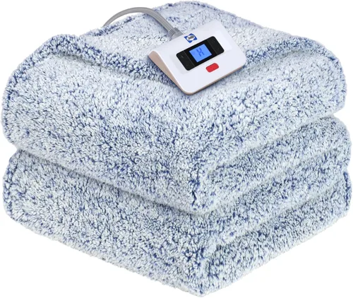 Miniatura 17 de Sealy - Manta eléctrica térmica de doble sherpa suave de 50 x 60 pulgadas súper acogedora con 6 niveles de calentamiento rápido y apagado automático