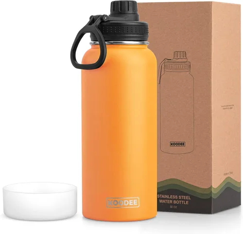 Miniatura 144 de koodee Insulated Water Bottle, 32 oz Stainless Steel Double Wall Vacuum Wide Mouth Sport Bottle with Leakproof Spout Lid (Navy)