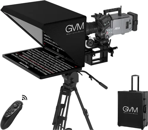 GVM - Kit de teleprompter para cámaras digitales/videocámaras, kit de teleprompter portátil de 18.5 pulgadas con control remoto y aplicación, con