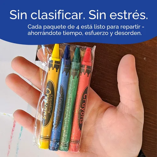 Miniatura 5 de CrayonKing 250 juegos de 4 paquetes (1000 lápices de colores a granel), no tóxicos, envueltos individualmente, perfectos para fiestas, restaurantes