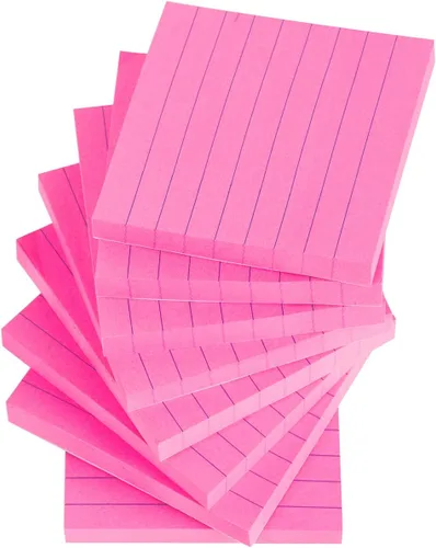 Miniatura 3 de Vanpad Notas adhesivas forradas de 3 x 3 pulgadas, almohadillas autoadhesivas a rayas de color rosa brillante, fáciles de publicar para el hogar