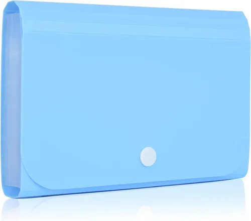 Organizador de archivos de acordeón, organizador de cupones, organizador de carpetas, mini cartera organizadora para cupones, recibos, efectivo, Azul