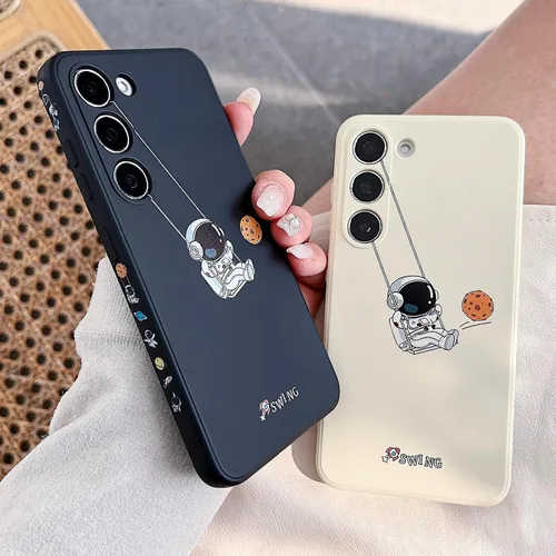 Miniatura 12 de Yonds Queen para Samsung Galaxy S21 Funda Linda, Diseño de Astronauta de Dibujos Animados, Espacio, Luna, Cohete, Elegante Cubierta Amortiguadora