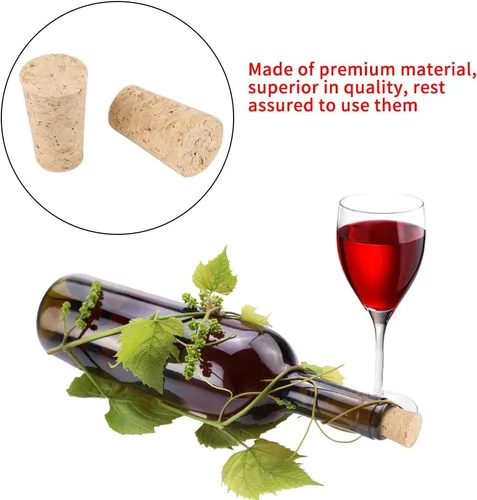 Miniatura 3 de Corchos de vino de alta calidad, tapones de corcho cónicos de madera natural para botellas de cerveza de vino, juego de 10 piezas de 0.787 x 0.591 x