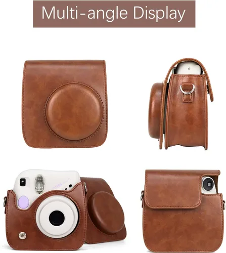 Miniatura 3 de Rieibi Funda de piel sintética Mini 7+, funda protectora para cámara instantánea Fujifilm Instax Mini 7+ con correa de hombro ajustable