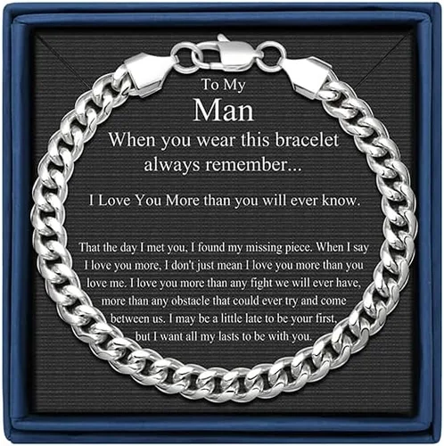SheCare Pulsera de cadena cubana para hombres, regalos para amantes del hip hop, pulseras de eslabones para papá, marido, novio, hermano, hijo,